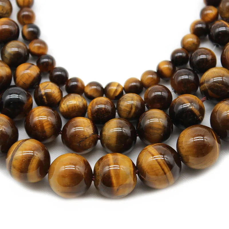 Natural Yellow Tiger Eye Round Loose Stone Beads 15.5 Inch Strand Price For 5 Strands