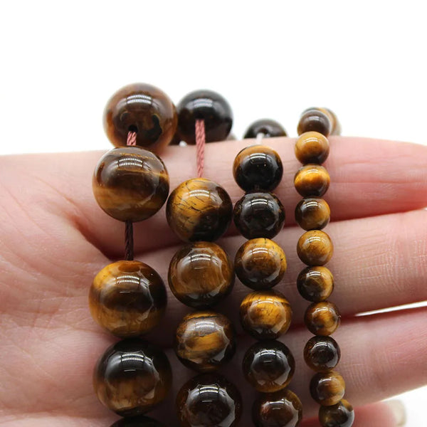 Natural Yellow Tiger Eye Round Loose Stone Beads 15.5 Inch Strand Price For 5 Strands