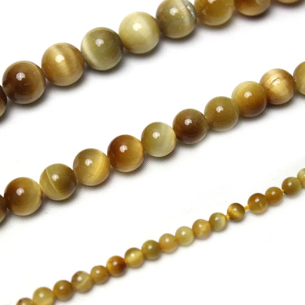 Natural Gold Tiger Eye Round Loose  Beads 15.5 Inch Strand Price For 5 Strands