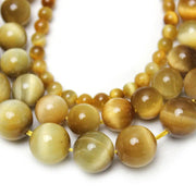 Natural Gold Tiger Eye Round Loose  Beads 15.5 Inch Strand Price For 5 Strands