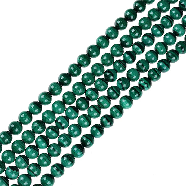 Natural Malachite Round Beads 15.5 Inch Polished Price For 5 Strands