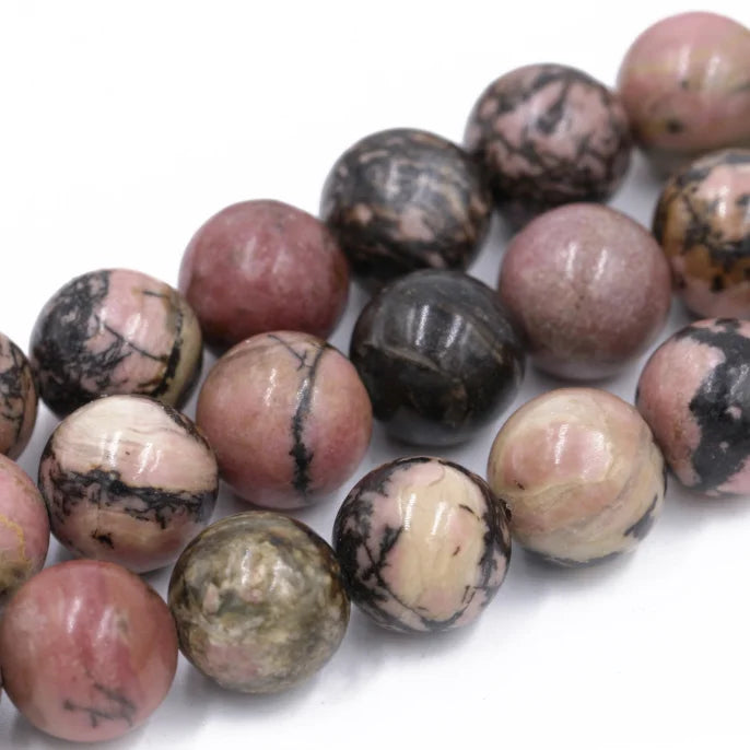 Natural Loose Gemstone Rhodonite Stone Beads 15.5 Inch Strand