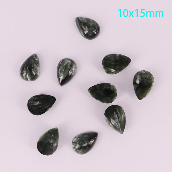 10x14 MM 10x15 MM Natural Seraphinite Drop Shape Cabochon Price For 10 PCS