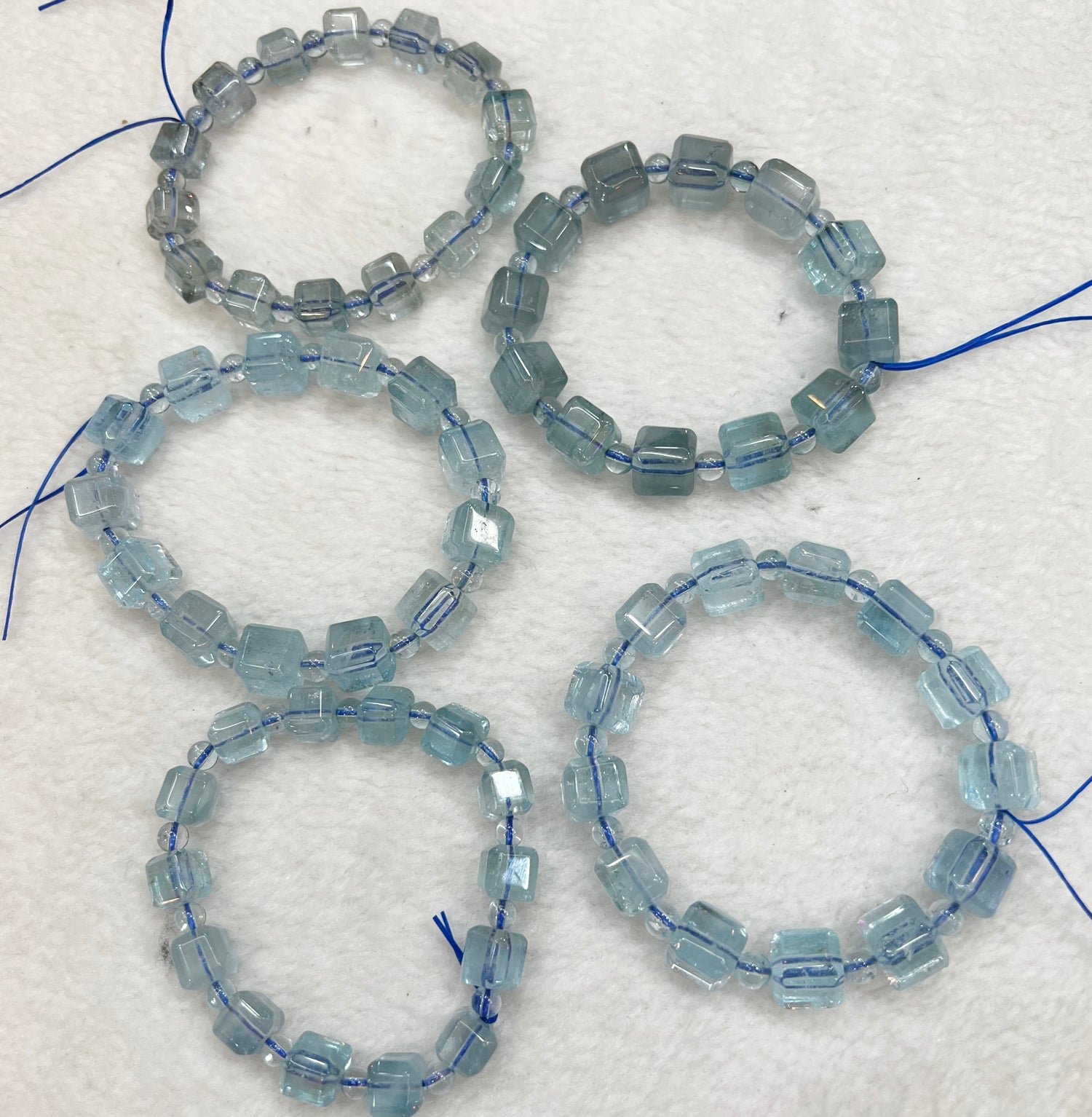 Bracelet of natural stone beads blue topaz attracting stones
