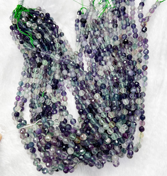 Faceted beads of natural fluorite in attracting nice shiny cutting:our price is for per 3 strands