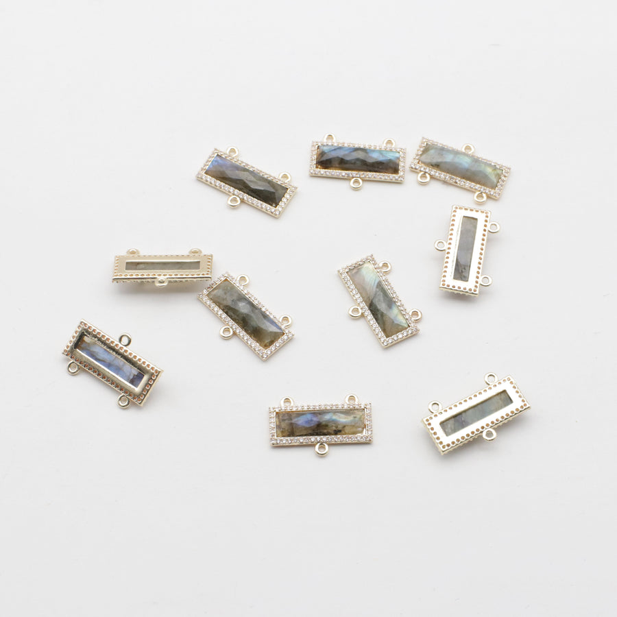10x23MM Natural Stone Rectangle Connector With Gold Plated Edge For Jewelry Fitting Accesories Decoration Price for 5 pcs