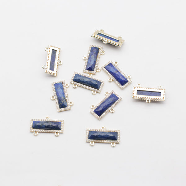 10x23MM Natural Stone Rectangle Connector With Gold Plated Edge For Jewelry Fitting Accesories Decoration Price for 5 pcs