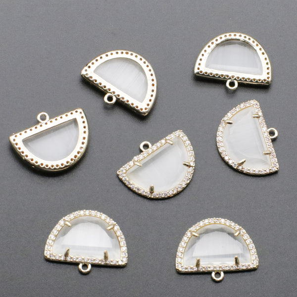 18x25MM  Cat Eye Fan Shaped Gemstone  Pendant For Jewelry Fitting Accesories Decoration