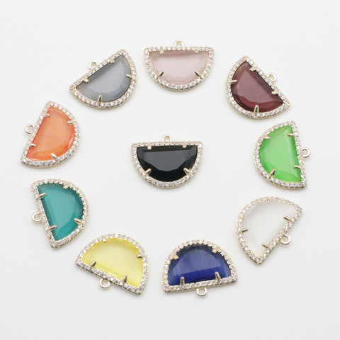 18x25MM  Cat Eye Fan Shaped Gemstone  Pendant For Jewelry Fitting Accesories Decoration