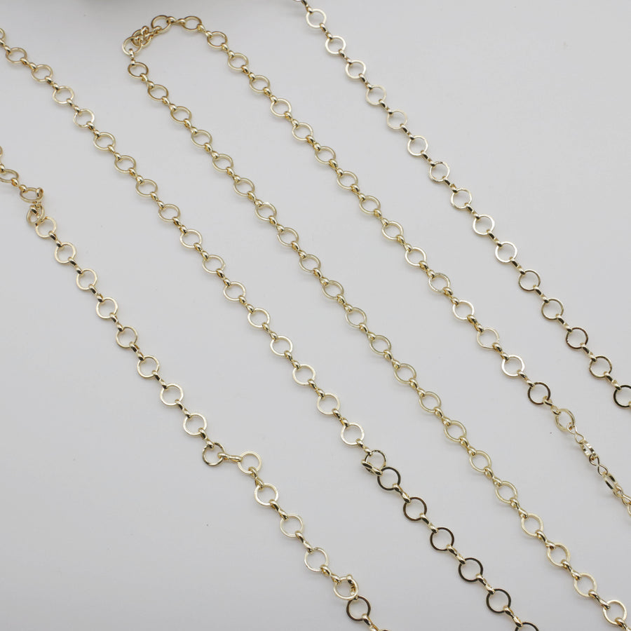 7MM Brass Circle Link Chain 1 mm Thickness Wire Hand Made Gold Plated For Jewelry Design