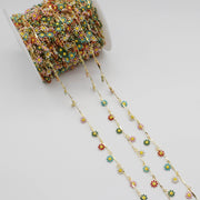 7 мм эмалированная латунная цепочка с солнечным цветком, позолоченная для дизайна ювелирных изделий, как браслет, ножной браслет