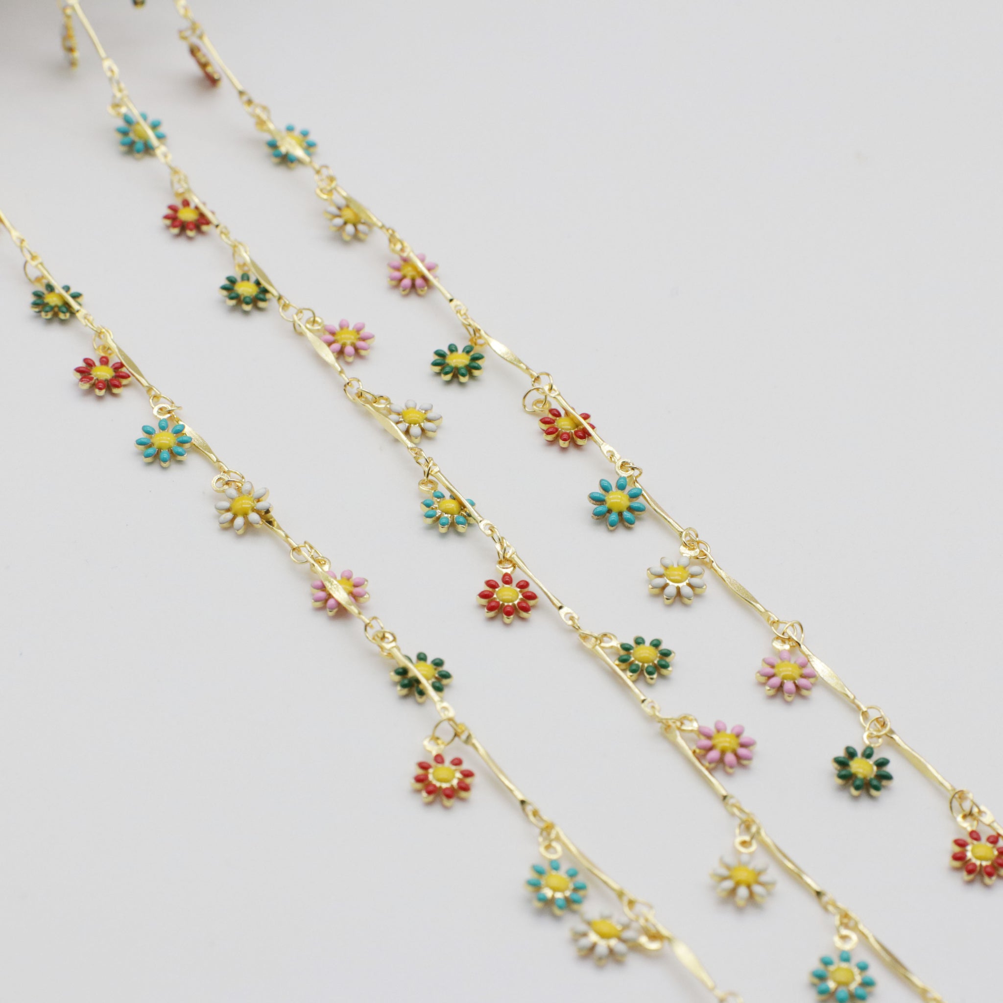 7MM Enameled Brass Dropped Sun Flower Chain Gold Plated For Jewelry Design Like Bracelet Anklet