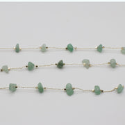 5-8MM Raw Gemstone String With Brass Chain 1.3 mm Gold Plated