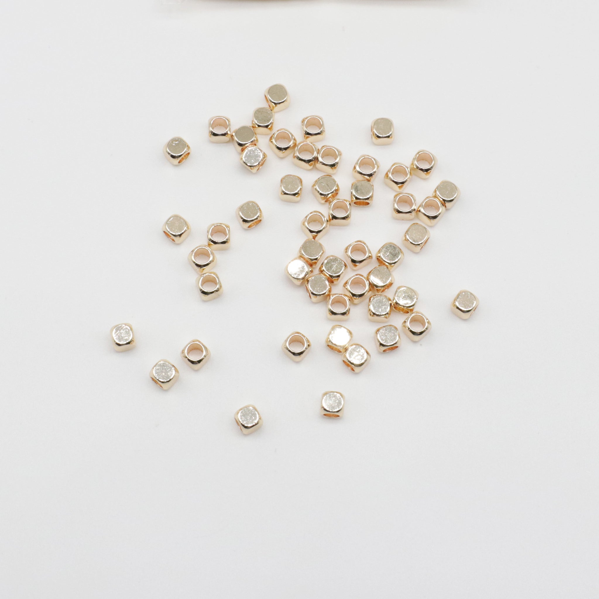 2-3-4-5 MM Round Corner Square Brass Beads With Hole Gold Plated