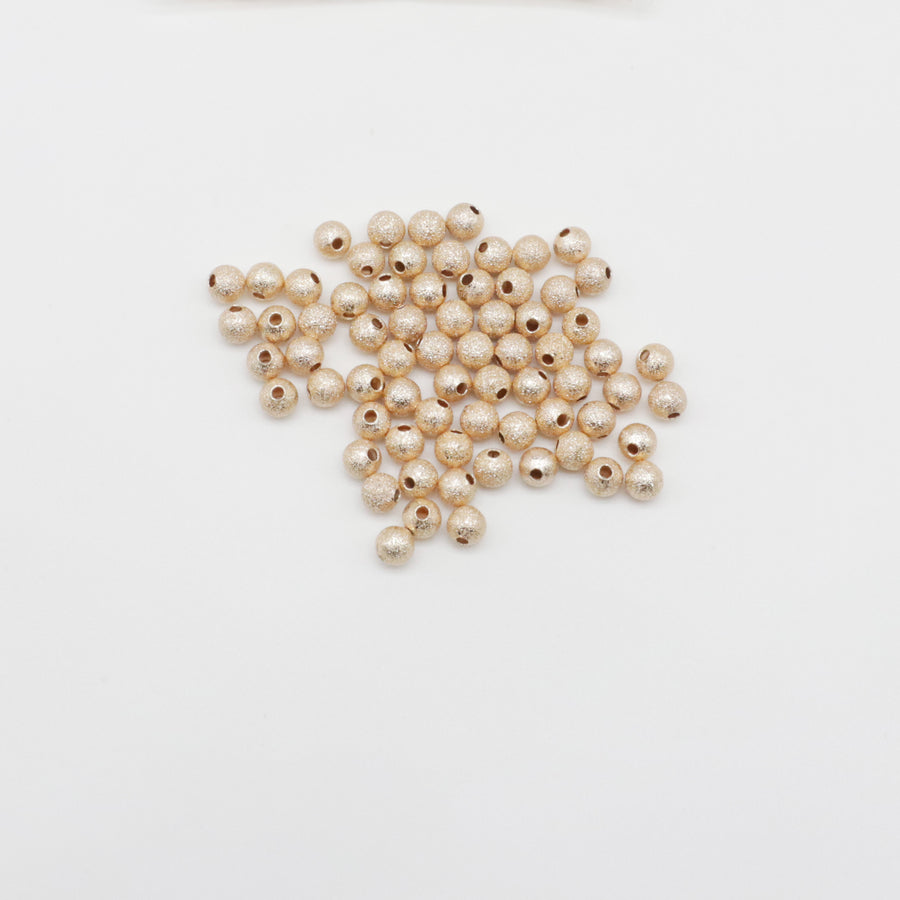 3-4-5-6 MM Dull Polished Frosted Brass Bead With Gold plated