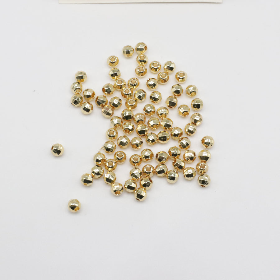 Conta de latão em forma de terra de 3-4-5-6 mm com furo banhado a ouro
