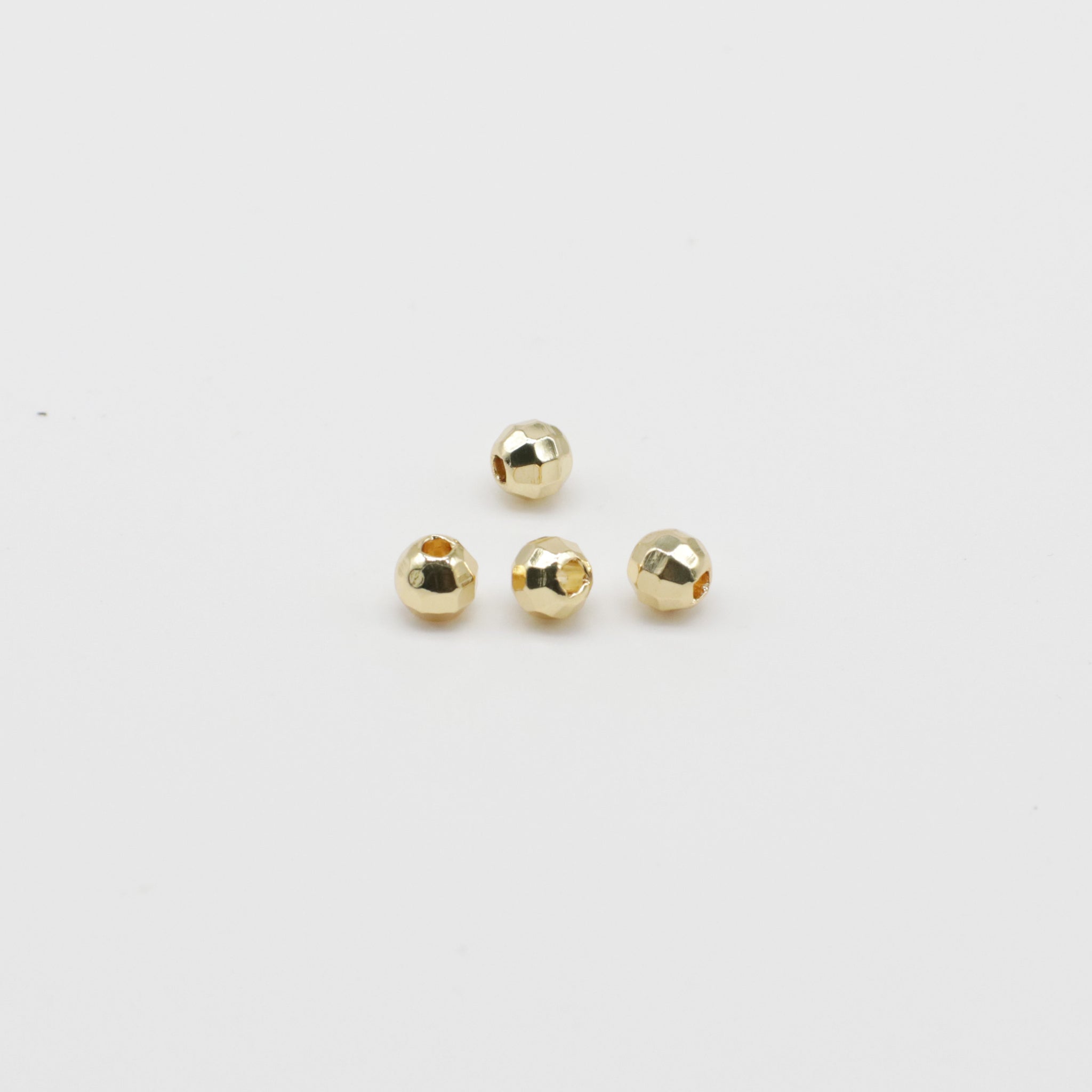 3-4-5-6 MM Earth Shape  Brass Bead With Hole Gold Plated