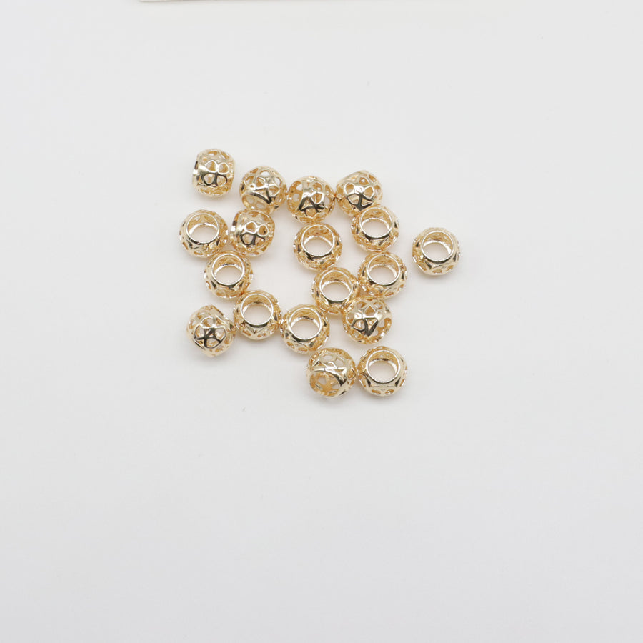 8 MM 10 MM Big hole Brass Bead With Gold Plated