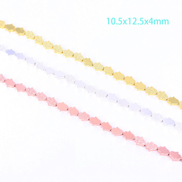 10X12 MM Flower Shape Hematite Beads One Side Frosting Price For 5 Strands