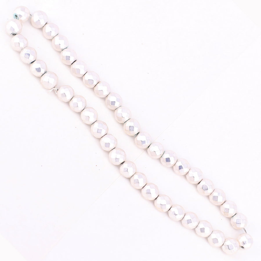 10 MM Faceted Round Hematite Beads Frosted Effect Price For 5 Strands