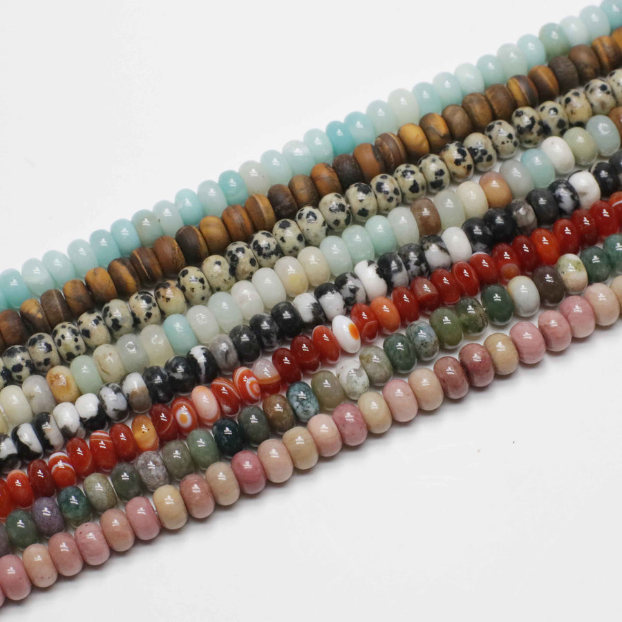Round Roundel Natural Stone Strand Beads In Size 5x8 mm