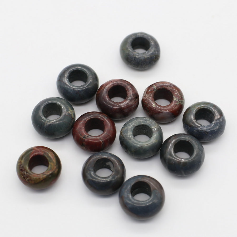 8 x 14 mm runde Steinperlen, großes Loch in 6 mm, Preis für 10 Stück