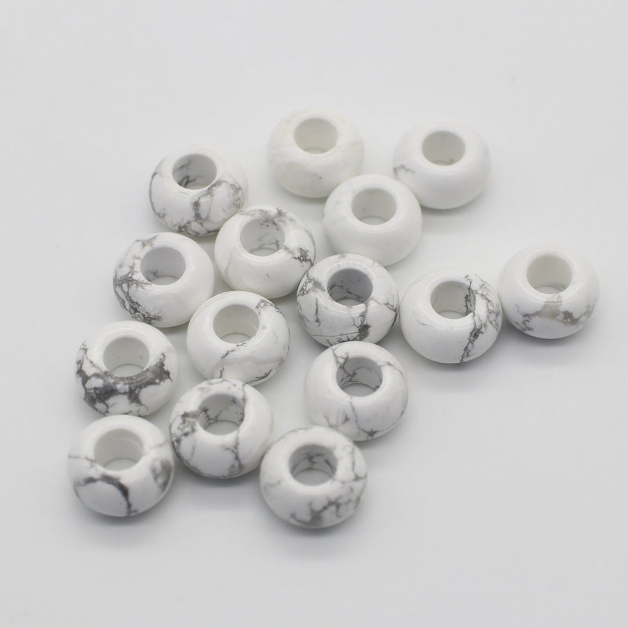 Contas de pedra redonda de 8x14 mm com furo grande em 6 mm preço para 10 peças