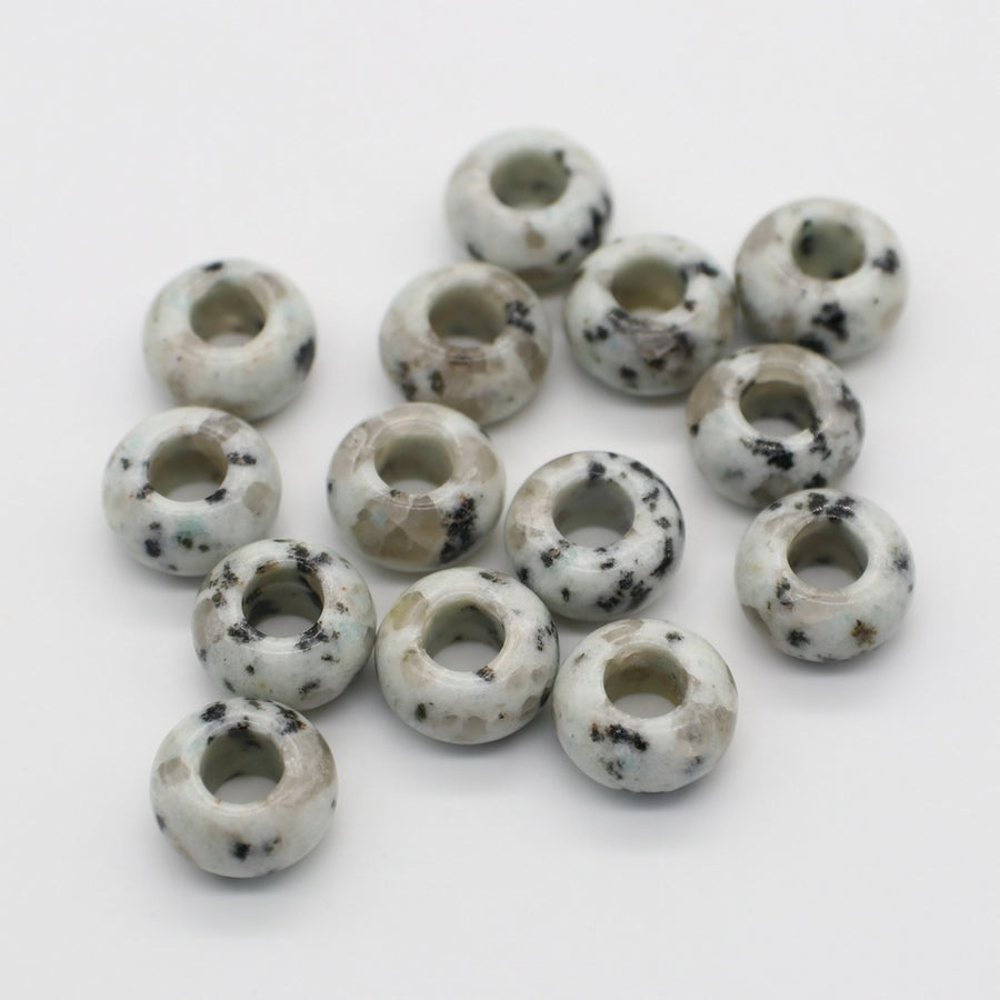 8 x 14 mm runde Steinperlen, großes Loch in 6 mm, Preis für 10 Stück
