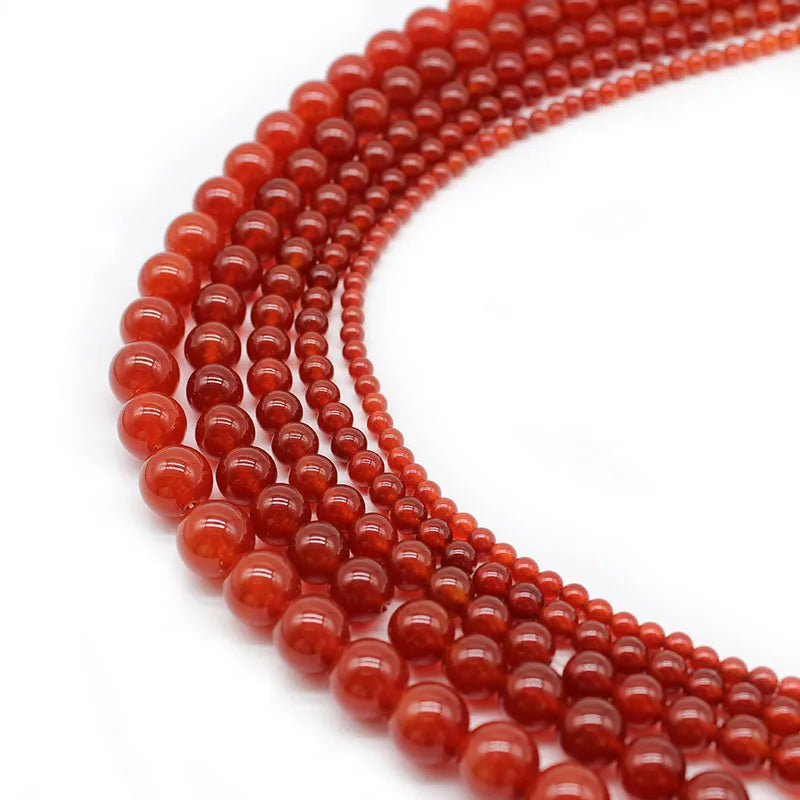 Grânulos redondos de ágata cornalina vermelha de pedra natural preço de fio de 15,5 polegadas para 5 fios 