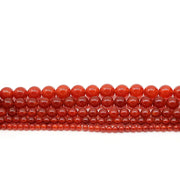 Naturstein, roter Karneol-Achat, runde Perlen, 39,1 cm Strang, Preis für 5 Stränge 
