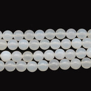 Natürliche weiße Achate Steinperlen glatt rund 15,5 Zoll Strang Preis für 5 Stränge 