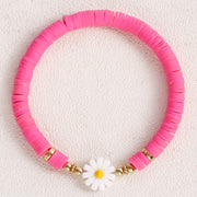Colorful Polymer Clay Hand Woven Bracelet Daisies Flower Accessories