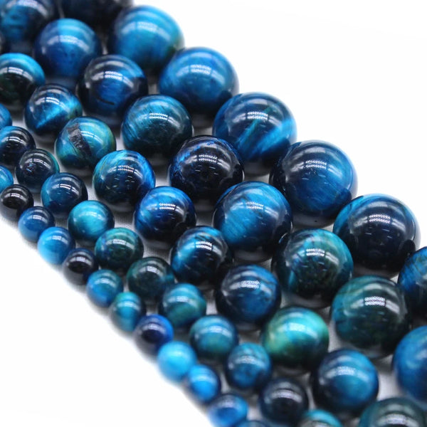 Natural Blue Tiger Eye Round Beads 15.5 Inch Strand Price For 5 Strands