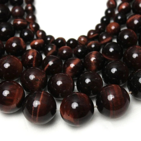 Natural Red Tiger Eye Stone Round Loose Beads 15.5 Inch Strand Price For 5 Strands
