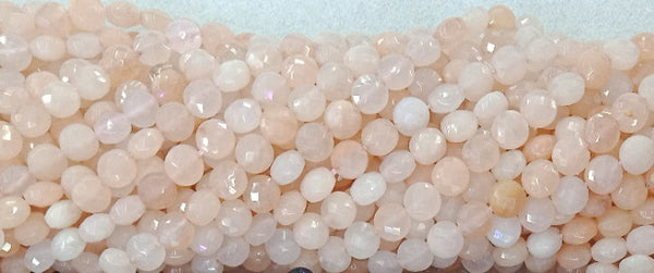 Faceted Coin Of Natural Stones 8 MM Black Onyx Rose Quartz Smoky Quartz Pink Aventurine: our price is for per 5 strands