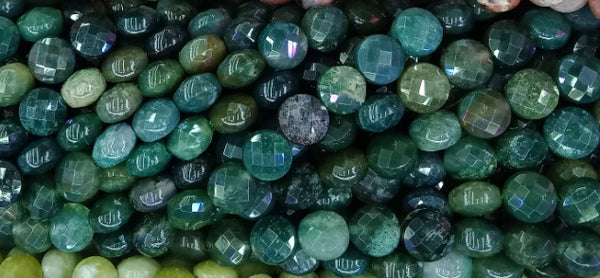 Faceted Coin Of Natural Stones 8 MM Ocean Jasper Plum Jade Moss Agate China Jade: our price is for per 5 strands