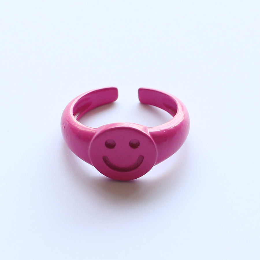 Verstellbarer Fingerring mit amerikanischem Smile Face aus Emaille