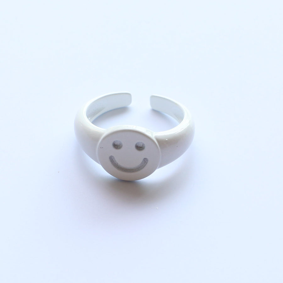 Verstellbarer Fingerring mit amerikanischem Smile Face aus Emaille