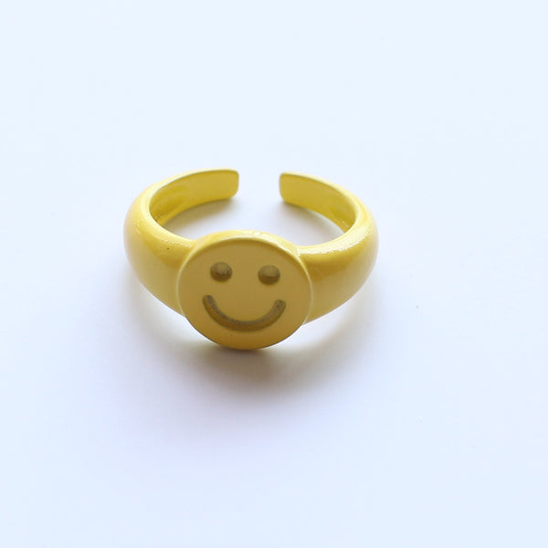 Enamel American Smile Face Adjustable Finger Ring
