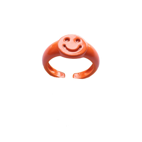 Enamel American Smile Face Adjustable Finger Ring