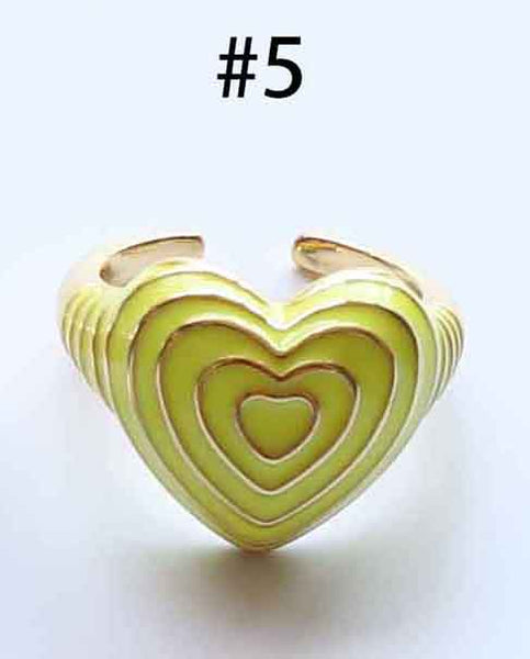 Enamel Loving Heart Adjustable Finger Ring