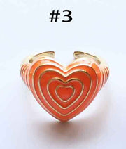 Enamel Loving Heart Adjustable Finger Ring