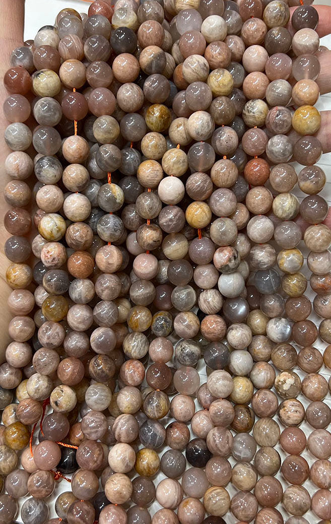 Fili di perline di pietra solare rotonde lisce naturali
