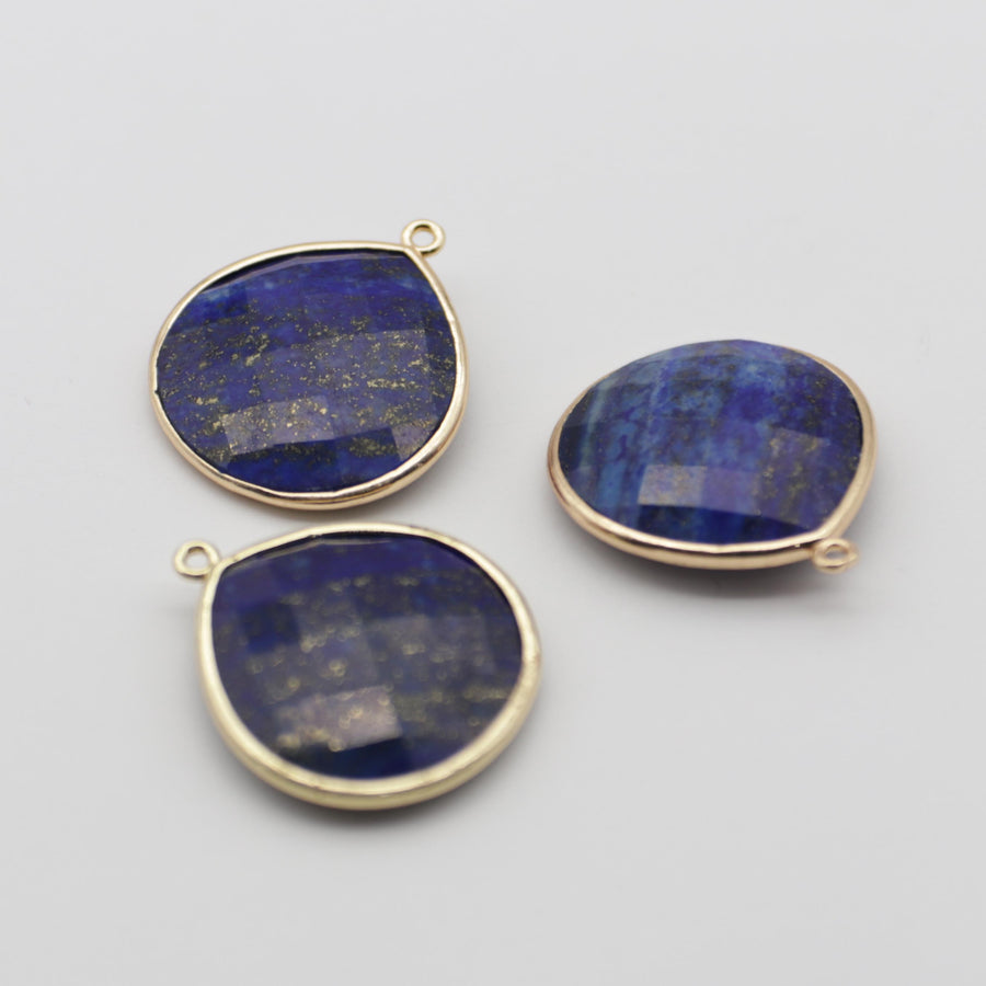 Pingente de pedra preciosa com borda banhada a ouro para design de joias acessórios de montagem preço para 5 peças