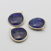 Gemstone Drop Pendant With Gold Plating Edge For Jewelry Design Fitting Accessories Price For 5 pcs