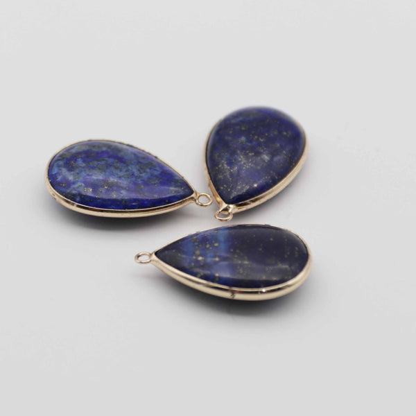 Gemstone Drop Pendant With Gold Plating Edge Jewelry Design Fitting Accessories Unakite Lapis Decoration:price for per 5pcs