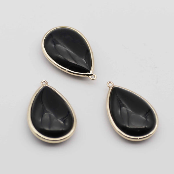 Gemstone Drop Pendant With Gold Plating Edge Jewelry Design Fitting Accessories Unakite Lapis Decoration:price for per 5pcs