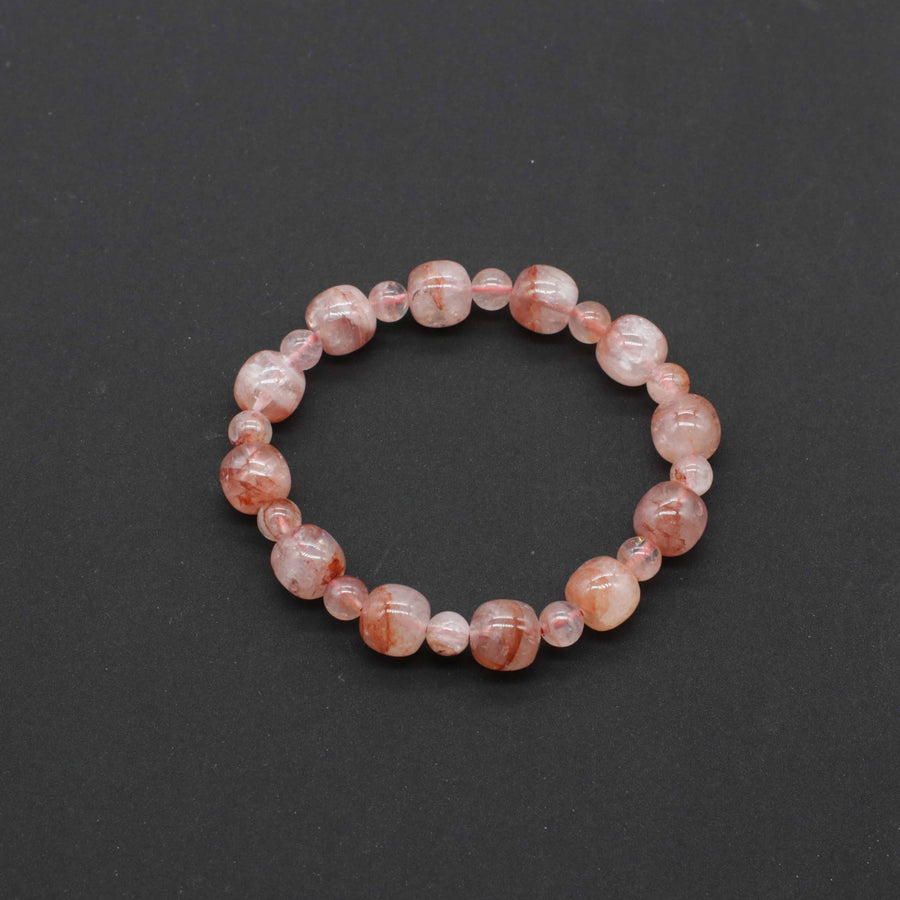 10 MM Pink Crystal Drum Type Beads Stretch Bracelet Friend Gift Graduation Souvenir
