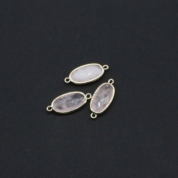 12x25 MM Gemstone Oval Connector With Gold Plating Edge Jewelry Design Fitting Accessories  Price for 5 pcs