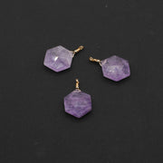 Gemstone Hexagonal Pendant With Gold Handmade Hook For Jewelry Fitting Accesories Price For 5 pcs